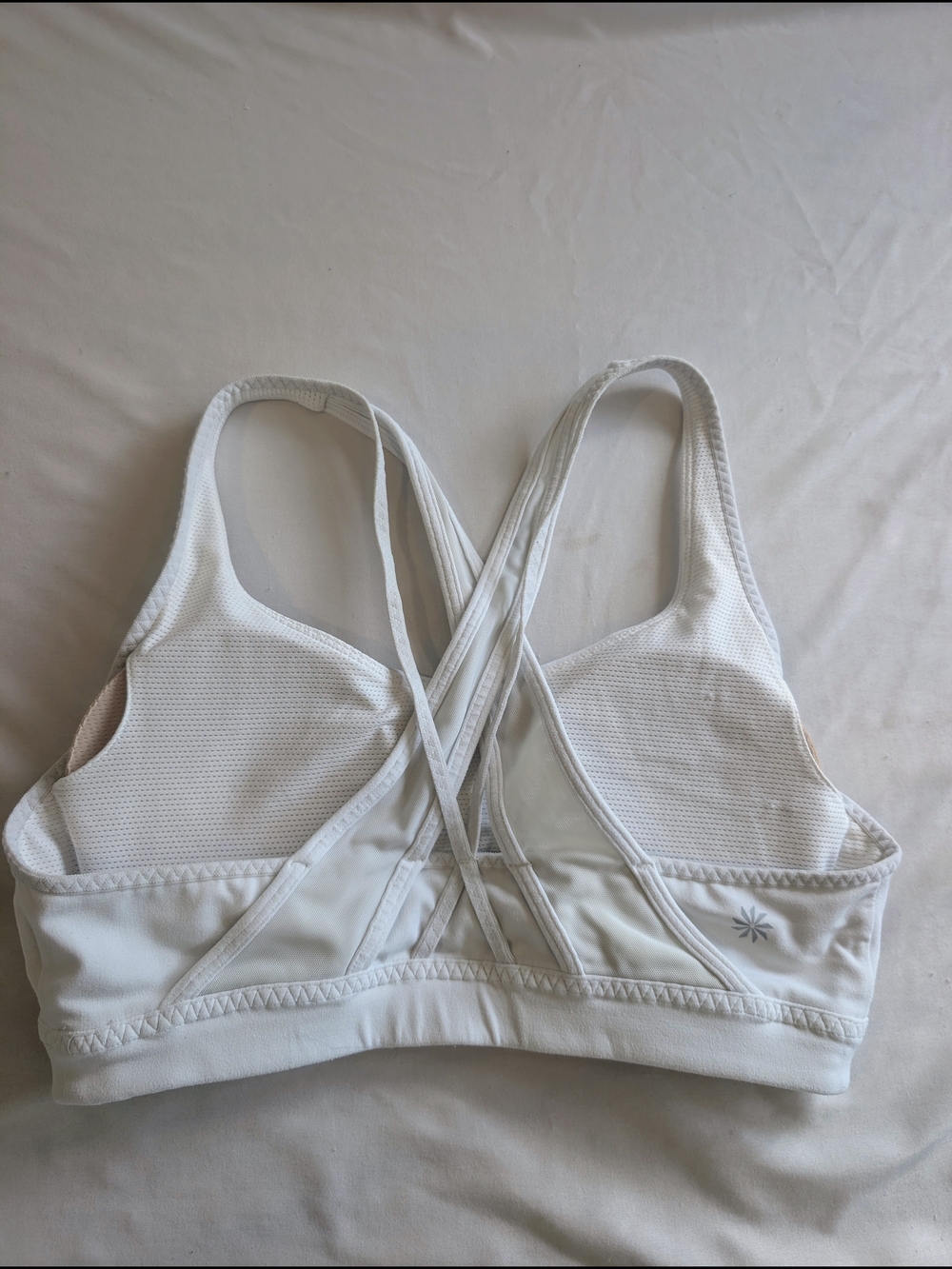 Athleta White Crisscross Back Mesh Sports Bra - White